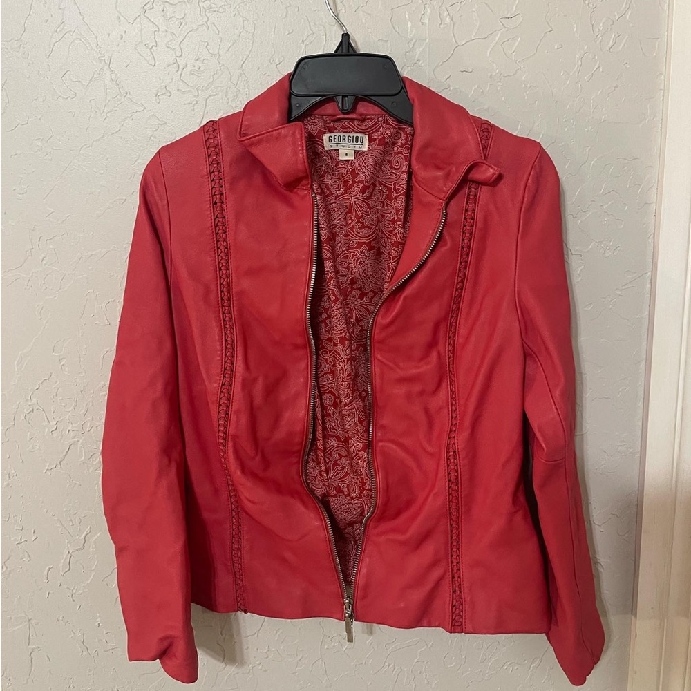 Coral Colored Leather Jacket